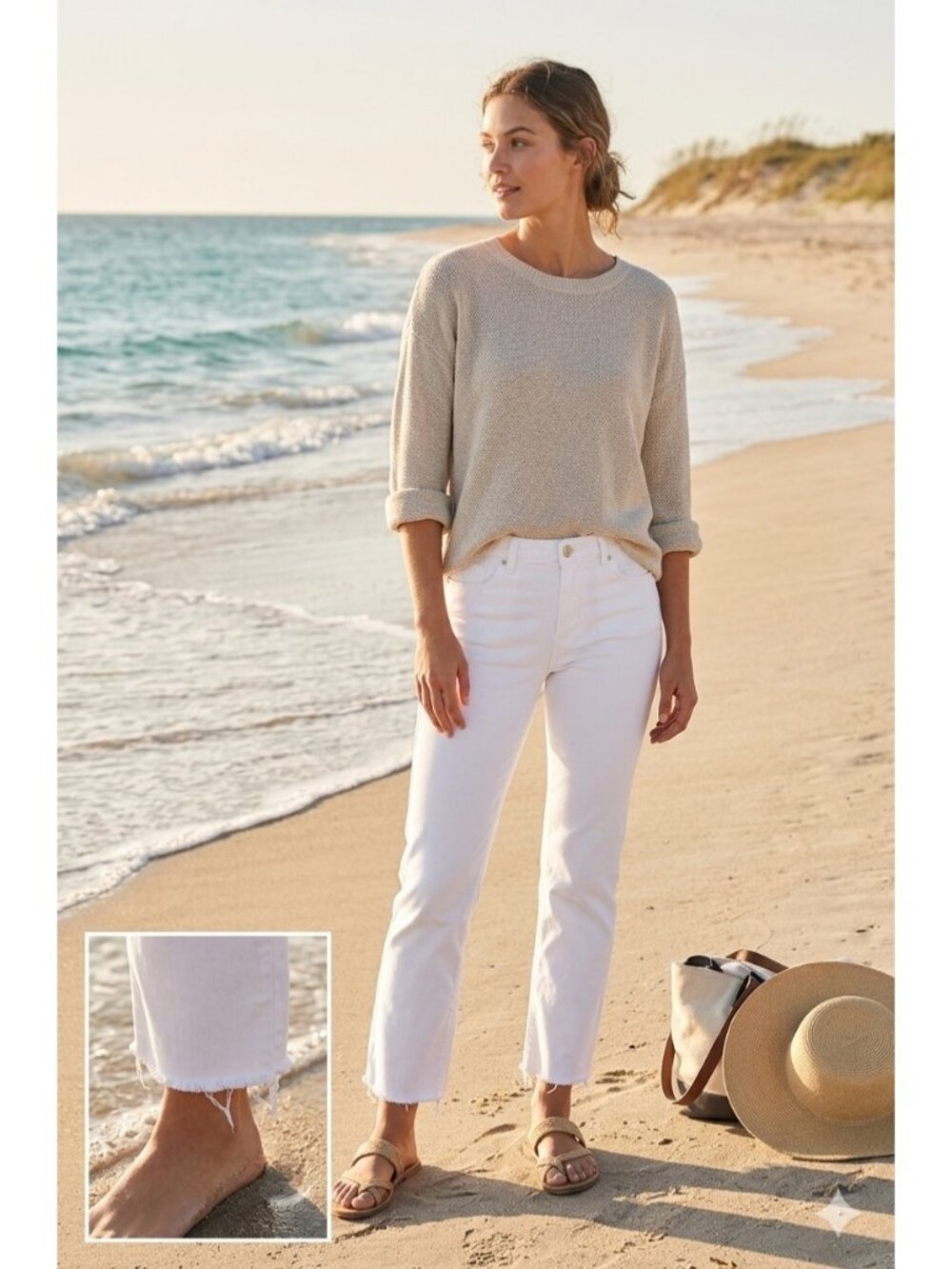 SkinnyGirl Jeans The Rail Straight Leg Ankle Jeans White Size 27 Beach Coastal